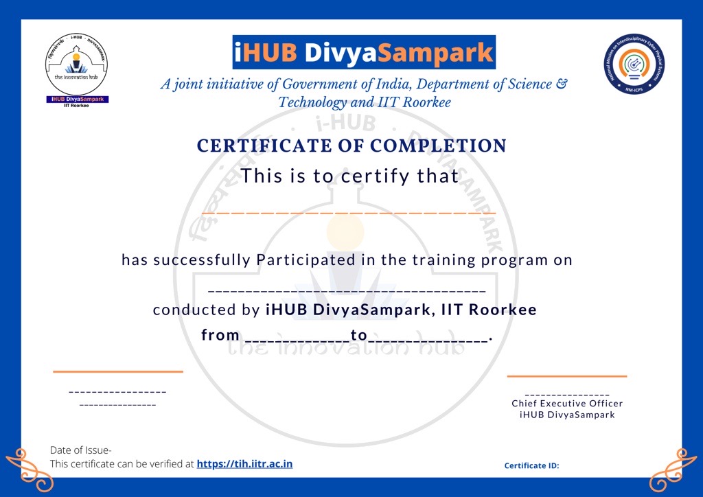 iHub DivyaSampark, IIT Roorkee & Skill-Lync Certificate